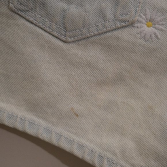 High-Waisted Daisy Embroidered Denim Shorts - Picture 6 of 6